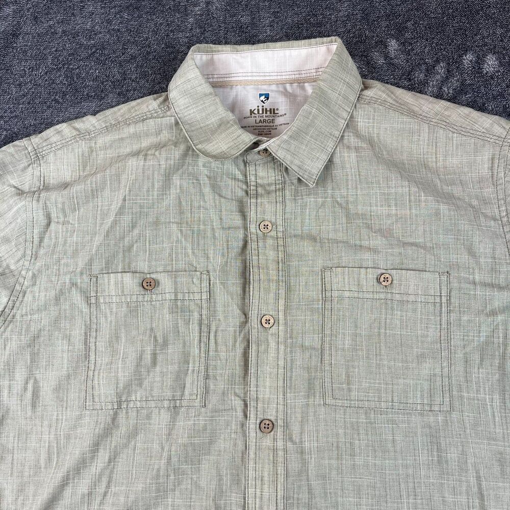 Kuhl Karib Short Sleeve Button Up Shirt Ashwood Green Men's L Lightweight